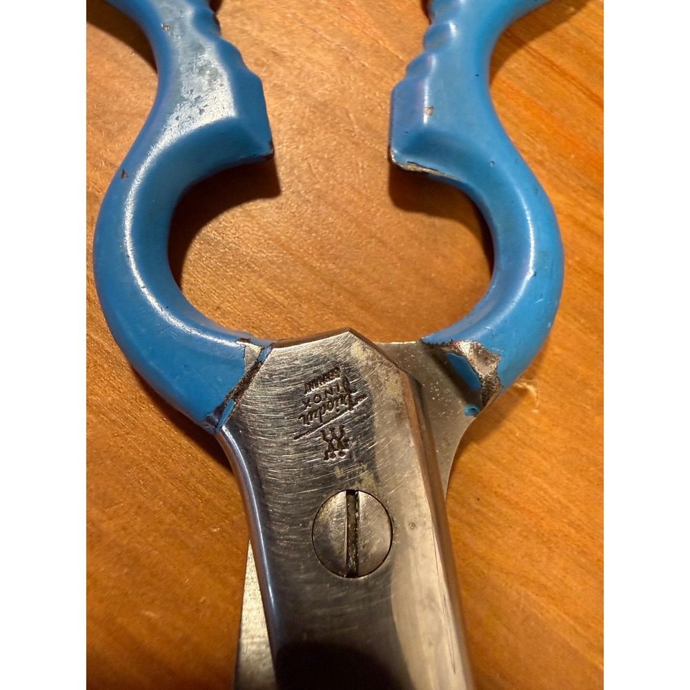 Vintage Henckels Blue Handle Kitchen Shears 7.5" Germany Stainless Steel - Picture 3 of 6